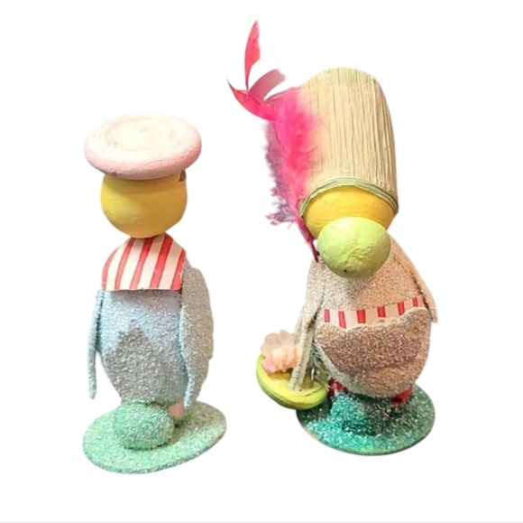 Easter Mica Putz Japan Sailor And Bonnet Chick Figurines Vintage - Picture 3 of 6